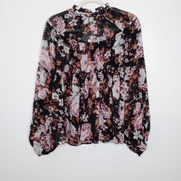Anthropologie O.P.T Ditsy Floral Chiffon Blouse Size Small - Picture 1 of 9